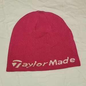 TaylorMade Ladies stocking cap. Reversible- Hot Pink and Cream. One Size.
